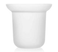 GLEAVI Pot Brosse WC en Verre Dépoli Blanc, Brosse Toilette Rangement Multifonction Antidérapant, Peu Encombrant pour Toilettes et Lieux Publics