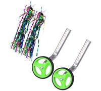 GLEAVI Roues Stabilisatrices pour Vélo D'garçon et Filles en Plastique Vert, Accessoire Sûr pour Équilibre, Ensemble de 1 Set avec Ruban pour Vélo Garçon Fille