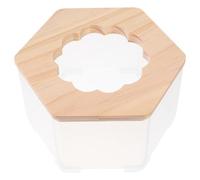 GLEAVI Salle de Bain et Toilettes pour Petits Animaux, Bac à Sable Transparent pour Hamsters et Gerbilles, Grosse Taille Couvercle en Bois, Bain de Poussière Multifonction pour Lapins