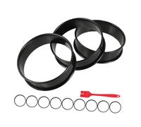 GLEAVI Set de Cercles à Muffins Anglais Acier Inoxydable Moules Ronds Antiadhésifs à Double Bord Anneaux pour Gâteaux et Crêpes avec Pinceau Silicone pour Pâtisserie