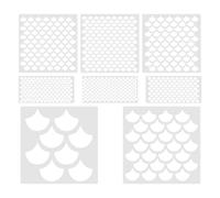 GLEAVI Set de Pochoirs Réutilisables en Pet Support Dégradé et Superposition Motifs Écailles de Poisson Lot de 8 sans Couture pour Peinture Murale et Décoration Intérieure