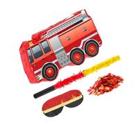 GLEAVI Set Fire Truck Pinata With Blindfold Bat And Confetti Candy Filled Fire Party Decorations For Boys Birthday Lightweight And Easy To Hang For Indoor Outdoor Use