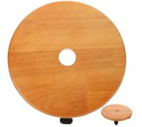 GLEAVI Support à roulettes pour Pots de Fleurs en Bois Massif, Plateau Rond Ø28 Cm, Couleur Orange Rouille, Chariot Mobile pour Intérieur et Extérieur, Support à Plantes Robuste