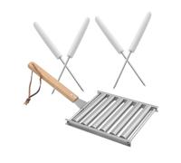 GLEAVI Support De Barbecue à Saucisses Acier Inoxydable Avec Poignée Gril Pour Barbecue De Camping