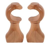 GLEAVI Support de Tringle à Fenêtre en Bois Naturel, Lot de 2 Supports Robustes 35 Mm, Stabilisateur de Tringle à Rideaux pour Fixation Murale et Plafond, pour Salon et Chambre