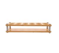GLEAVI Support pour Verres à Liqueur en Bambou et Acier, 12 Emplacements | Plateau Rustique Couleur Kaki, Diamètre des Trous 4cm, Rangement Stable pour Comptoir Cuisine et Fête