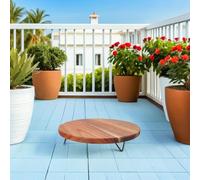 GLEAVI Support Rond pour Pot de Fleurs en Bois D’Acacia Massif Plateau Anti-Humidité Bord Surélevé Soucoupe Décorative Multifonction pour Intérieur et Extérieur Présentoir Stable pour