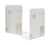 GLEAVI Supports de Livres en Acier Inoxydable Blanc, Lot de 2pcs, Résistants Déformation et Robustes, Style Chinois Moderne, pour Bureau et Étagères