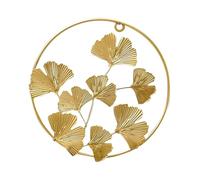 GLEAVI Suspendre Murale Ginkgo en Fer Doré Ornement Décoratif Creux 1 Pièce Décoration Murale Nordique pour Salon Balcon et Chambre Feuille de Ginkgo Design Compact et Léger