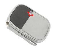 GLEAVI Trousse de Compacte Gris Petite Taille en Tissu Oxford Fermeture Éclair Lisse Rangement Double Face pour Remède Voyage Randonnée et Domicile