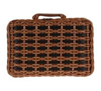 GLEAVI Valise Vintage Rattan Imitation Tressé Boîte De Rangement Compacte Et Robuste Panier Polyvalent Pour Pique- Camping Et Décoration Modèle