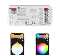 GLEDOPTO ZigBee 3.0 Pro+ Contrôleur LED 5 en 1/3 en 1 20 A Max RGBCCT/RGBW/RGB/CCT/Variateur Fonctionne avec Alexa H*ue Tuya Smart Life APP Control (Contrôleur LED 202p-3 en 1)