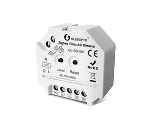GLEDOPTO ZigBEE Triac AC Variateur 100-240 V - La charge réglable a une lampe halogène à charge ohmique avec transformateur électronique compatible avec Alexa et SmrtThings, Blanc., 45*48*21mm