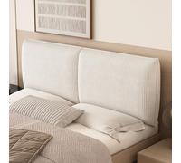 Gleedipre Design Simple Coussin de tête de lit Épaisse Rayée Velours côtelé Dossier de lit Anti-Collision Lit Simple/Double Oreiller de Repos(Blanc cassé,100x60cm/Pas de tête de lit)