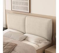 Gleedipre Design Simple Coussin de tête de lit Épaisse Rayée Velours côtelé Dossier de lit Anti-Collision Lit Simple/Double Oreiller de Repos(Thé au Lait,140x60cm/Possède Une tête de lit)