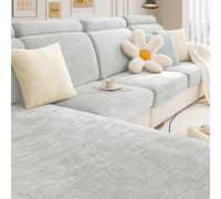 Gleedipre Français Chenille élastique Housse de Protection pour canapé Coussin de Siege Dossier Appui-tête Jaquette Convient à Toutes Les Saisons Drap Housse canapé(Gris Clair,155-180cm x 65-90cm)