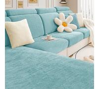 Gleedipre Français Chenille élastique Housse de Protection pour canapé Coussin de Siege Dossier Appui-tête Jaquette Convient à Toutes Les Saisons Drap Housse canapé(Bleu Clair,160-195cm x 95-115cm)