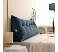 Gleedipre Triangle Coussin de Chevet Velours côtelé Dossier rembourré Amovible Simple et Double Simple français Oreiller (Bleu Marine,150 x 50 x 20 cm)