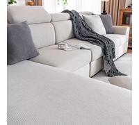 Gleedipre Velours côtelé Housse de canapé élastique Coussin de siège Dossier Appui-tête Protection pour Meubles Antidérapant étanche à la poussière Drap(Gris Clair,50-65 cm x 50-65 cm)