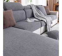 Gleedipre Velours côtelé Housse de canapé élastique Coussin de siège Dossier Appui-tête Protection pour Meubles Antidérapant étanche à la poussière Drap(Gris foncé,25-45 cm x 60-80 cm)