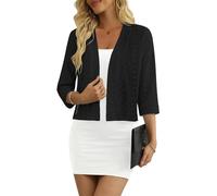 GLEENOD Cardigan en tricot léger et décontracté pour femme, élégant, cardigan ouvert sur le devant, pull en tricot, Noir , S