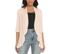 GLEENOD Cardigan pour femme - Manches 3/4 - Décontracté - Léger - Élégant - Cardigan ouvert sur le devant - Pull en tricot sans boutons, Abricot, XXL