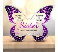 Gleevara Cadeau de Noël pour sœur, plaque en acrylique en forme de papillon, cadeaux pour sœur de la part de sœurs et frères pour un anniversaire, la fête des mères, la Saint-Valentin, un mariage