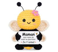 Gleevara Cadeau Maman Noel, Cadeau Anniversaire Maman, Abeille Mignonne au Crochet Faite Main, Cadeaux Unique pour Maman, Cadeaux Fete des Meres