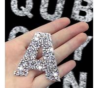 Gleihow Lot de 35 écussons en strass à repasser avec lettres de l'alphabet pour vêtements, chapeaux, jeans, chaussures, loisirs créatifs (argenté)