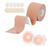 Gleisa Remonte Sein Adhésif Boob Tape, Bande Poitrine avec 1 Paires Invisible Réutilisable Couvre-tétons Gel de Silice, 10 Cache Teton, Soutien Gorge Invisible Adhesif pour Bonnet A-G Gros Seins