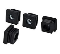 GleitGut Lot de 4 bouchons filetés à tube carré M8 et M10 douilles enfichables carrées en plastique noir (30 x 30 mm M8)