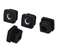 GleitGut Lot de 4 bouchons filetés à tube carré M8 et M10 - Douilles enfichables carrées en plastique noir (25 x 25 mm M10)