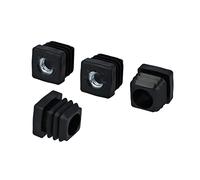 GleitGut Lot de 4 bouchons filetés à tube carré M8 et M10 douilles enfichables carrées en plastique noir (20 x 20 mm M8)