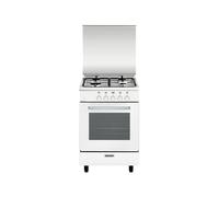 Glem Cuisinière gaz GA551GWH – 4 feux, four à gaz 60 L, Classe B – Blanc/inox