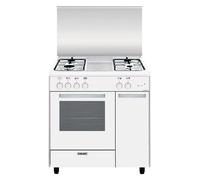 Glem Alpha AS854GX - Cuisinière - pose libre - largeur : 80 cm - profondeur : 50 cm - hauteur : 75 cm - blanc Blanc