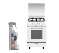 GLEM Cuisinière 4 foyers brûleurs gaz blanc 50x60cm Four Email 4 Vitesses Gazinière 60L