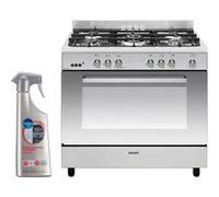 GLEM Cuisinière Piano de cuisson 5 foyers brûleurs gaz inox 90x60cm Four Catalyse Gazinière 104L