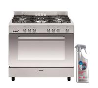 GLEM Cuisinière Piano de cuisson 5 foyers brûleurs gaz inox 90X60cm Four catalyse Gazinière