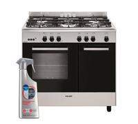 GLEM Cuisinière piano de cuisson 5 foyers Brûleurs gaz inox 90x60cm Four catalyse Gazinière 66L