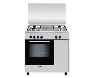 Glem Gas AS854EI cuisinière indépendante à gaz en acier inoxydable, rotative, avant, plan de travail à gaz, moyen