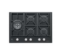 Glem GV75TXBK Plaque De Cuisson À Gaz En Verre 70CM 5 Brûleurs Grilles En Fonte