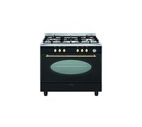 Glem GU960CMR2 - Cuisinière - pose libre - largeur : 90 cm - profondeur : 60 cm - hauteur : 91 cm - avec système auto-nettoyant - noir/inox Noir/inox