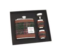 Glen Appin Harris Tweed Coffret cadeau flasque et tasses Vert prune