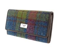 Glen Appin Harris Tweed Femme Long Rabattable Porte-Monnaie LB2106 Tiree - Couleur 46 Carreaux Multicolore, One Size