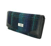 Glen Appin Harris Tweed LB2000 Porte-monnaie pliable pour femme, Bleu avec tartan turquoise, S, Décontracté