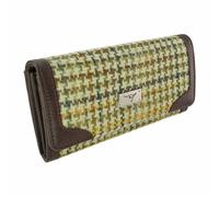 Glen Appin Harris Tweed LB2000 Portefeuille pliable pour femme Motif dents de chien Vert et marron 149