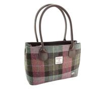 Glen Appin Harris Tweed Sac à main classique - LB1003 - Cassley, Tartan vert et violet discret