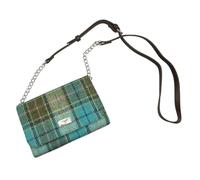 Glen Appin Harris Tweed Strathy Portefeuille Sac à bandoulière, 122 Turquoise Tartan, S, Contemporain
