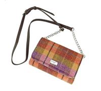 Glen Appin Harris Tweed Strathy Sac à main à bandoulière, 124 Tartan violet pêche, Small