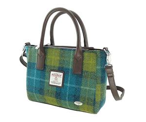 Glen Appin Harris Tweed Tote Bag LB1228 Brora, Col 114 bleu mer vert, L